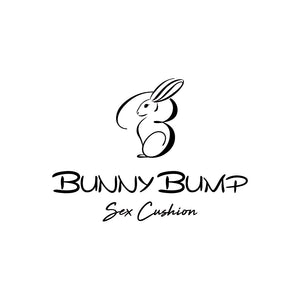 A rabbit sitting on top of the words Bunny Bump,  a rabbit with a B stylized into the body